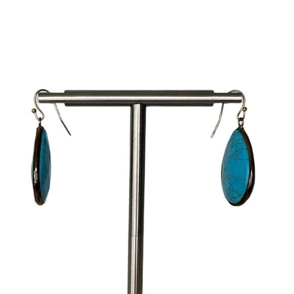 Anthropologie Turquoise Faceted Drop Earrings - Picture 6 of 8